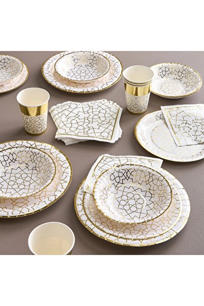 Generic Geo 10-Piece Disposable Dinner Plate Set - 27 cm