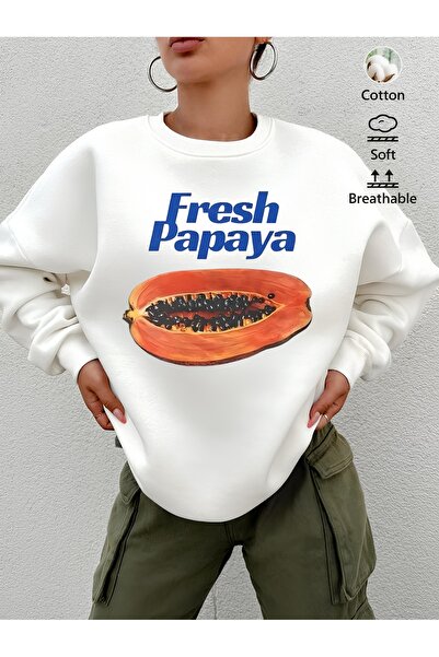 Jose Clothing Hanorac imprimat cu mânecă lungă, cu croială supradimensionată ...