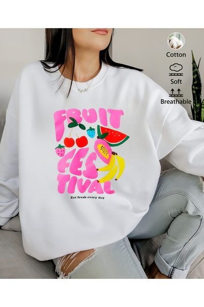 Aether سويت شيرت مطبوع بأكمام طويلة وقصة كبيرة الحجم