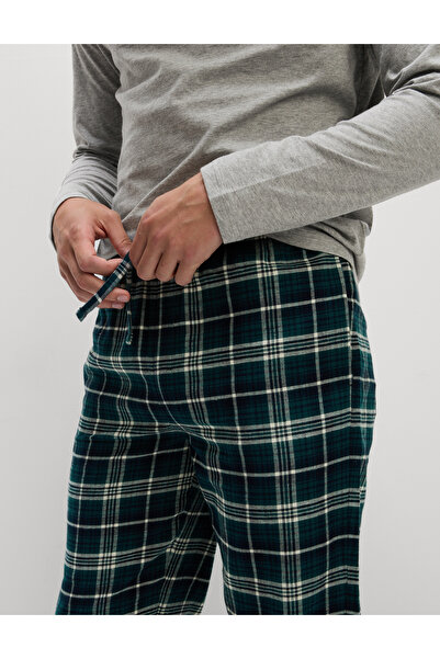 Marks & Spencer Saf Pamuklu Kare Desenli Pijama Takımı