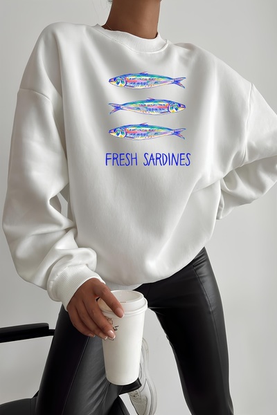 Aether سويت شيرت مطبوع بأكمام طويلة وقصة كبيرة الحجم