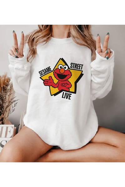 Aether سويت شيرت مطبوع بأكمام طويلة وقصة كبيرة الحجم