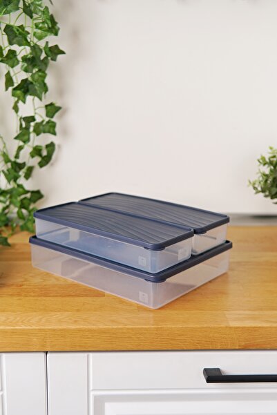 EVLE Deep Freezer Storage Container Set of 3 (3 Lt + 2 X 2 Lt), Blue