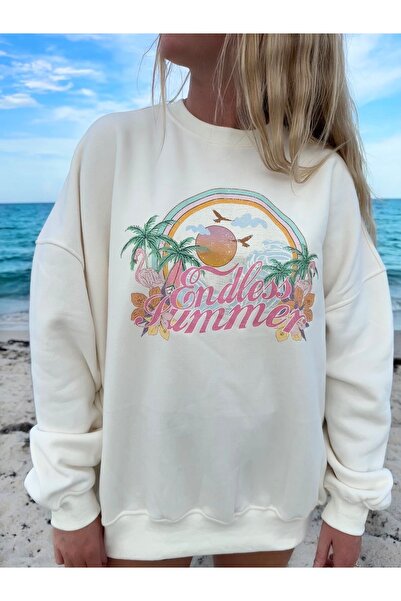 Jose Clothing سويت شيرت مطبوع بأكمام طويلة وقصة كبيرة الحجم