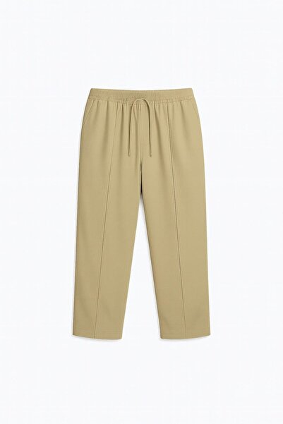 ablukaonline Men's Elastic Waist Baggy Pants Light Brown