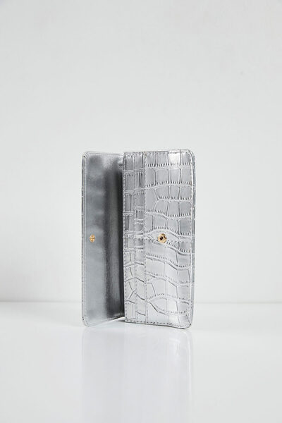 Arma Life Women's Embossed Patterned Faux Leather Silver Handbag