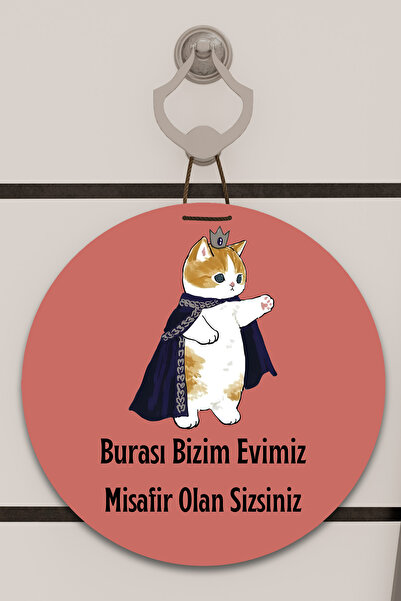 Dormot Dijital Baskı Pembe, Standart, Burası Bizim Evimiz Temalı, Kapı süsü, ...