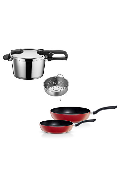 Fissler Vitaquick Edition 4,5 Litre Düdüklü Tencere + Kırmızı Cenit Tava Set