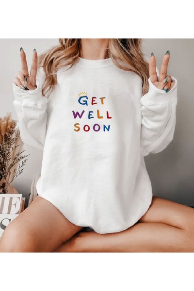 Jose Clothing سويت شيرت مطبوع بأكمام طويلة وقصة كبيرة الحجم