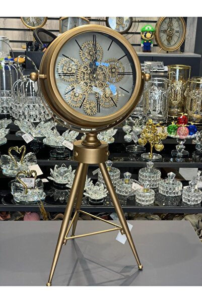 BAMTEBİ Çarklı Masa Saati Esm59 Tripot Ayaklı Gold Masa Saati