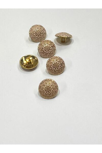 karantuhafiye Bombeli Antique Gold Floor / Metal Button / 1.8 cm / Set of 6 / (M03092)/ Powder