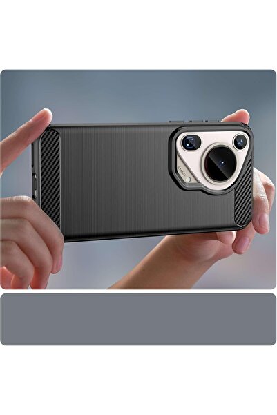 SKYDDAR INNOVATION Θήκη για Huawei Pura 70 Ultra, Σιλικόνη από Άνθρακα, Λεπτή, Υφή από Ανθρακονήματα, Σετ αυτοκόλλητων, Μπλε