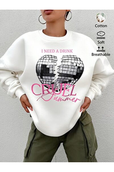 Jose Clothing Hanorac imprimat cu mânecă lungă, cu croială supradimensionată ...