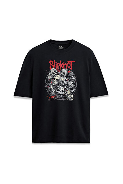 Darkia تي شيرت عادي للجنسين مطبوع بتصميم فرقة Slipknot Metal