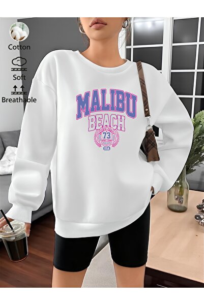 Aether سويت شيرت مطبوع بأكمام طويلة وقصة كبيرة الحجم