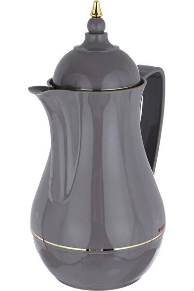 Rotpont ترمس، 1 لتر، وعاء داخلي زجاجي، غلاف خارجي بلاستيكي - رمادي غامق