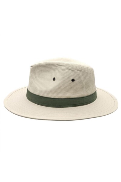 Volcano Women's Beige Fabric Fedora Hat - Adjustable