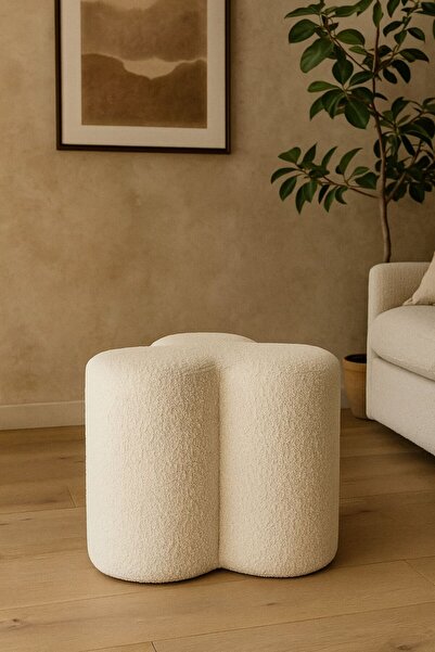 S Home Design Concept Daisy Papatya Teddy Beyaz Peluş Puf