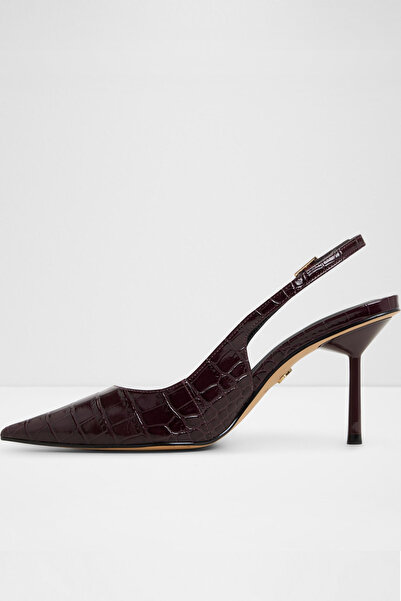 Aldo Women's Burgundy Thin Heeled Buckle Open Back Shoes