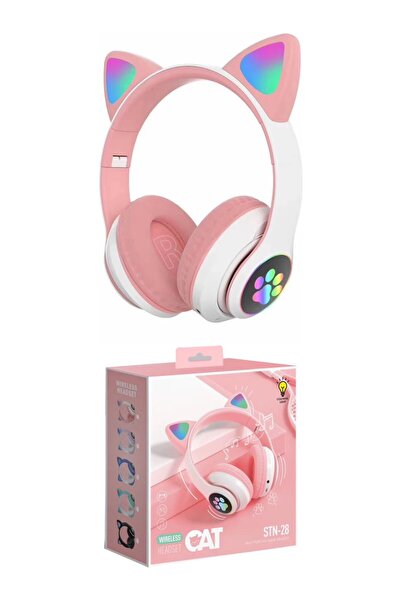 İMEXTECH Bilişim Burada STN28 Bluetooth Işıklı Kedi Tasarımlı Katlanabilir Çocuk Kulaklık