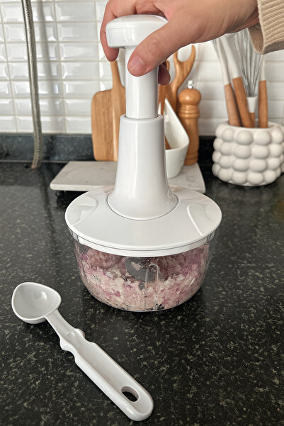 CEZVE HOME Mixed Color Top-Press New Generation Practical Chopper Manual Rondo - with Spoon or Peeler Gift