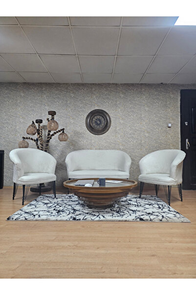 ZAFİR TEDDY Takım Siyah Boyalı Telli Ayak Çay Seti Koltuk - Berjer , Balkon, ...