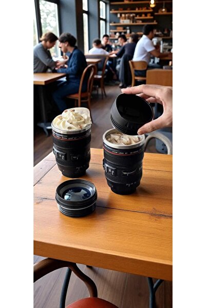 FAMEMUS ACCESSORY Kamera Lensi Görünümlü Kahve ve Çay Termosu