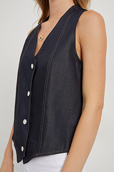 Arma Life Жіночий жилет з товстими бретелями, V-подібним вирізом, базовий, темно-синій, джинсовий