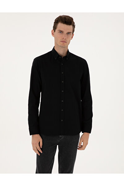 Pierre Cardin Black Regular Fit Long Sleeve Shirt 50311308-Vr046