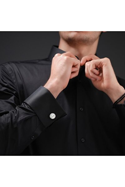 Police Treasure White Mother-of-Pearl Stainless Steel Gents Cufflinks - 18mm