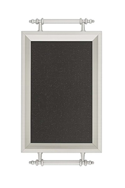 Jenisa Black Glitter Silver Handle Engagement & Promise Presentation Tray - 34X18 cm Sparkling Decorative Tray