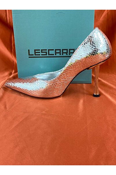 lescarpe LES012 GÜMÜŞ KADIN TOPUKLU AYAKKABI STİLETTO
