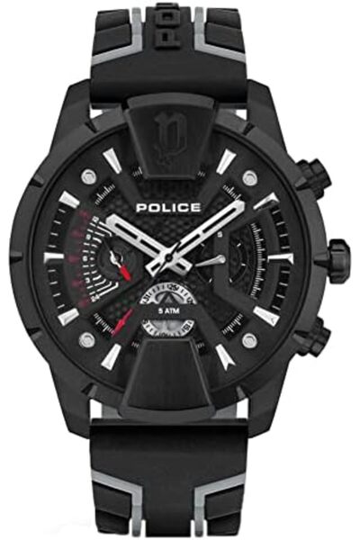 Police ساعة يد متعددة الوظائف للرجال من Greenlane/Huntley (سيليكون هانتلي أسود)