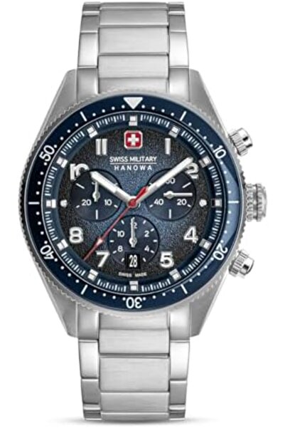 SWISS MILITARY HANOWA ساعة جراي هاوند كرونو للرجال بقطر 43 مم مع حزام جلدي أو...