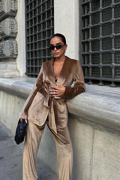 Genel Markalar Fırsat Byr Gaitlin Oversize Kadife Takım 9897 Yeni