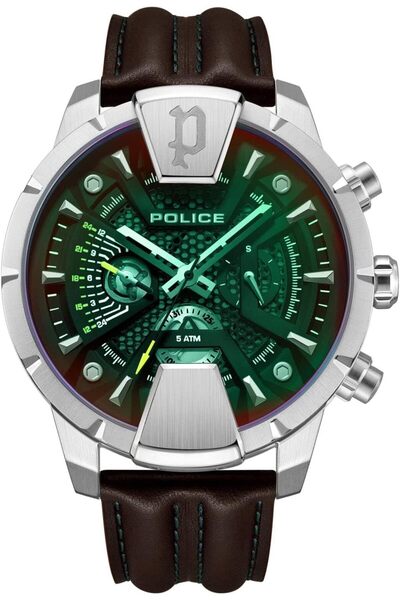 Police Huntley Watch For Men Black Dial And Brown Leather Strap