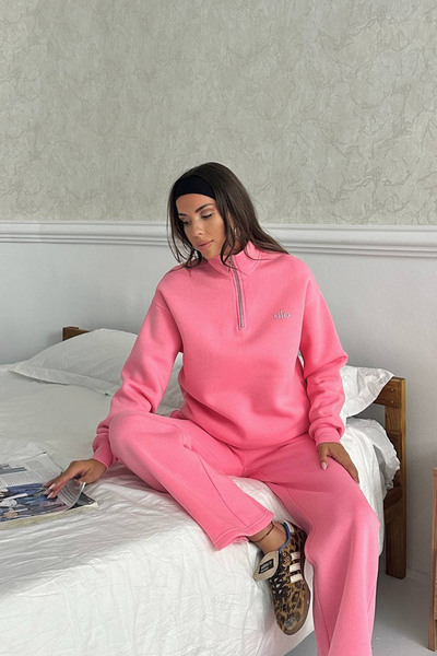 Neşeli Butik Women's Zipper Detailed 3-Thread Tracksuit Set Nbg100