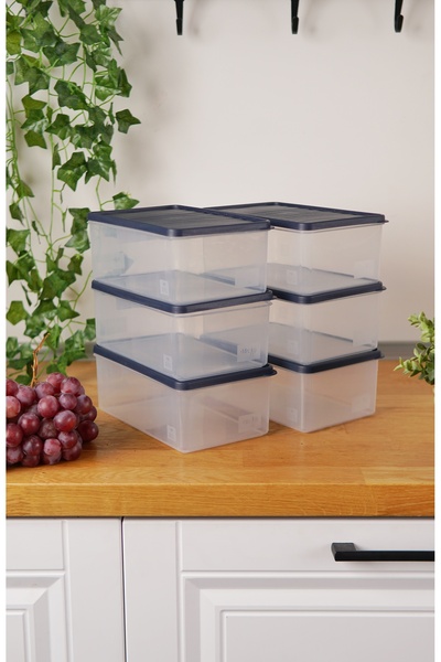 EVLE Deep Freezer Storage Container Set of 6 (6 X 2.1 Lt), Blue
