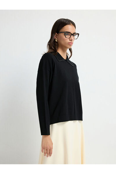 adL İnci Detaylı Triko Kazak