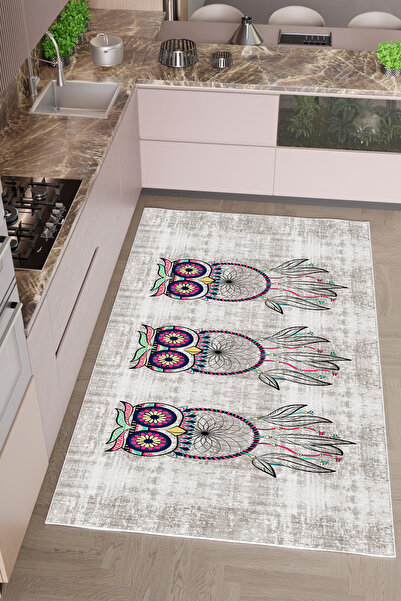 THEMODERNHANE Dijital Baskılı Makinede Yıkanabilir Kaymaz Tabanlu Antialerjik...