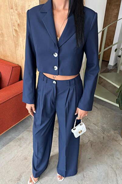 Genel Markalar Garry Palazzo Pantolon Klasik Takım -LACİVERT