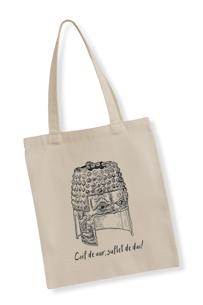 MargotshopArt Natural cotton canvas bag, printed with the Coțofănești Helmet, 41x37 cm