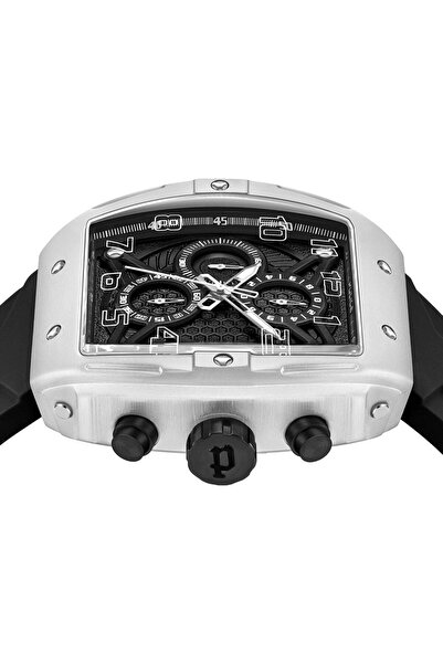 Police Coswig Black Dial Black Silicone Strap Gents Chronograph Watch With Alloy Case