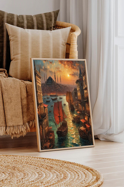 Dekorsiahome Tek Parça Ahşap Çerçeveli Oturma Odası Salon Mutfak Tablosu TK1609