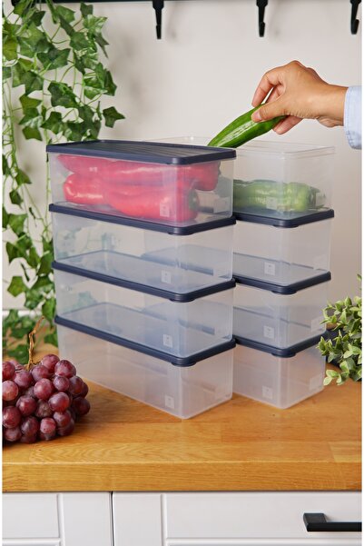 EVLE Deep Freezer Storage Container Set of 8 (8 X 1 Lt), Blue