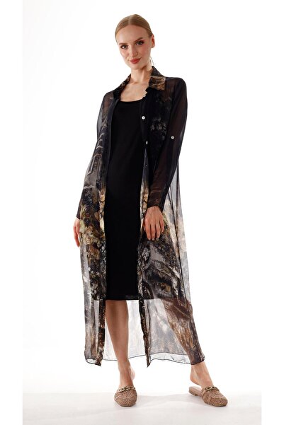 shE tekstil Ιταλικό μεταξωτό πουκάμισο με υποδέσμευτο μοτίβο με εσωτερικό φόρεμα