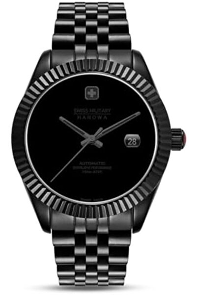 SWISS MILITARY HANOWA SMWGL0005530 ساعة أوتوماتيكية للرجال، لون أسود داكن، زجاج ياقوت، سوار