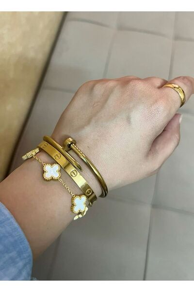 Trinidad 3’lü Yonca Çelik Bileklik Ve Kelepçe Kombin