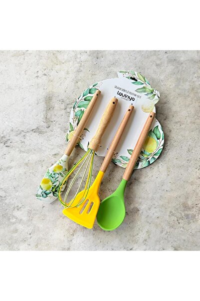 LAVİNYACONCEPT مجموعة أدوات مطبخ من السيليكون على شكل رباعي باللون الليموني