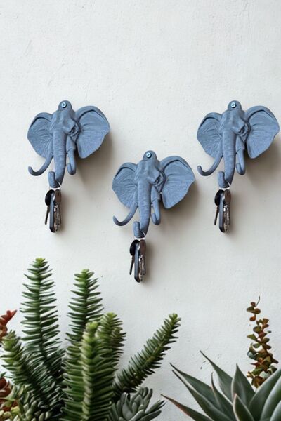 Dropcek eticaret Dekoratif Bereket Fil Askılık Çok Amaçlı 3'lü Takım Çok Amaç...